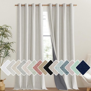 image:imageNICETOWN Snowbound Vintage Linen 100 Blackout Curtains for Living Room Thermal Insulated Curtains 120 Long Noise Reducing Window Treatment Drapes for Hall Room 52 Wide Per Panel Set of 2
