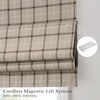 image:imageNICETOWN 100 Blackout Taupe Plaid Magnetic Roman Shade W24 x L64 1 Panel  No Drill Cordless Roman Shade with Tieback for French Doors Privacy amp Thermal Shade for Living Room Patio GlassPlaid  Taupe  White