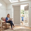 image:imageNICETOWN 100 Blackout Taupe Plaid Magnetic Roman Shade W24 x L64 1 Panel  No Drill Cordless Roman Shade with Tieback for French Doors Privacy amp Thermal Shade for Living Room Patio GlassPlaid  Taupe  White