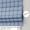 image:imageNICETOWN 100 Blackout Taupe Plaid Magnetic Roman Shade W24 x L64 1 Panel  No Drill Cordless Roman Shade with Tieback for French Doors Privacy amp Thermal Shade for Living Room Patio GlassPlaid  Sea Blue  White