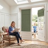 image:imageNICETOWN 100 Blackout Taupe Plaid Magnetic Roman Shade W24 x L64 1 Panel  No Drill Cordless Roman Shade with Tieback for French Doors Privacy amp Thermal Shade for Living Room Patio GlassPlaid  Olive Green  White
