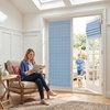image:imageNICETOWN 100 Blackout Taupe Plaid Magnetic Roman Shade W24 x L64 1 Panel  No Drill Cordless Roman Shade with Tieback for French Doors Privacy amp Thermal Shade for Living Room Patio GlassGrid Pattern  Sea Blue  White