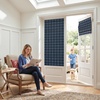image:imageNICETOWN 100 Blackout Taupe Plaid Magnetic Roman Shade W24 x L64 1 Panel  No Drill Cordless Roman Shade with Tieback for French Doors Privacy amp Thermal Shade for Living Room Patio GlassPlaid  Dark Blue  White