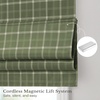 image:imageNICETOWN 100 Blackout Taupe Plaid Magnetic Roman Shade W24 x L64 1 Panel  No Drill Cordless Roman Shade with Tieback for French Doors Privacy amp Thermal Shade for Living Room Patio GlassPlaid  Olive Green  White