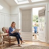 image:imageNICETOWN 100 Blackout Taupe Plaid Magnetic Roman Shade W24 x L64 1 Panel  No Drill Cordless Roman Shade with Tieback for French Doors Privacy amp Thermal Shade for Living Room Patio GlassPlaid  Taupe  White