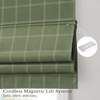 image:imageNICETOWN 100 Blackout Taupe Plaid Magnetic Roman Shade W24 x L64 1 Panel  No Drill Cordless Roman Shade with Tieback for French Doors Privacy amp Thermal Shade for Living Room Patio GlassGrid Pattern  Olive Green  White