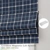 image:imageNICETOWN 100 Blackout Taupe Plaid Magnetic Roman Shade W24 x L64 1 Panel  No Drill Cordless Roman Shade with Tieback for French Doors Privacy amp Thermal Shade for Living Room Patio GlassPlaid  Dark Blue  White