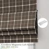 image:imageNICETOWN 100 Blackout Taupe Plaid Magnetic Roman Shade W24 x L64 1 Panel  No Drill Cordless Roman Shade with Tieback for French Doors Privacy amp Thermal Shade for Living Room Patio GlassPlaid  Brown  White