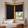 image:imageNICETOWN Black Blackout Pleated PET Shades for Dorm Windows 2 Panels 36 Wx 72 H Cordless SelfAdhesive Blinds No Drill Sticky 100 Light Blocking Temporary Curtains for Renters and StudentsBlack