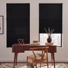 image:imageNICETOWN Black Blackout Pleated PET Shades for Dorm Windows 2 Panels 36 Wx 72 H Cordless SelfAdhesive Blinds No Drill Sticky 100 Light Blocking Temporary Curtains for Renters and StudentsBlack