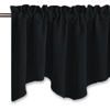 image:imageNICETOWN Blackout Kitchen Valances for Windo 18 Inch Length Rod Pocket  Black Floral Scalloped Decor for Living Room Bathroom Gold Foil Flower Shadow Printed Drapes W42 x L18 1 PanelBlack