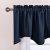image:imageNICETOWN Blackout Kitchen Valances for Windo 18 Inch Length Rod Pocket  Black Floral Scalloped Decor for Living Room Bathroom Gold Foil Flower Shadow Printed Drapes W42 x L18 1 PanelNavy