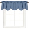 image:imageNICETOWN Blackout Kitchen Valances for Windo 18 Inch Length Rod Pocket  Black Floral Scalloped Decor for Living Room Bathroom Gold Foil Flower Shadow Printed Drapes W42 x L18 1 PanelStone Blue