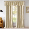 image:imageNICETOWN Blackout Kitchen Valances for Windo 18 Inch Length Rod Pocket  Black Floral Scalloped Decor for Living Room Bathroom Gold Foil Flower Shadow Printed Drapes W42 x L18 1 PanelFloral Print Light Beige