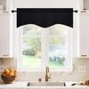 image:imageNICETOWN Blackout Kitchen Valances for Windo 18 Inch Length Rod Pocket  Black Floral Scalloped Decor for Living Room Bathroom Gold Foil Flower Shadow Printed Drapes W42 x L18 1 PanelBlack