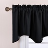 image:imageNICETOWN Blackout Kitchen Valances for Windo 18 Inch Length Rod Pocket  Black Floral Scalloped Decor for Living Room Bathroom Gold Foil Flower Shadow Printed Drapes W42 x L18 1 PanelBlack