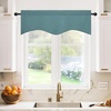 image:imageNICETOWN Blackout Kitchen Valances for Windo 18 Inch Length Rod Pocket  Black Floral Scalloped Decor for Living Room Bathroom Gold Foil Flower Shadow Printed Drapes W42 x L18 1 PanelGreyish Blue