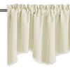 image:imageNICETOWN Blackout Kitchen Valances for Windo 18 Inch Length Rod Pocket  Black Floral Scalloped Decor for Living Room Bathroom Gold Foil Flower Shadow Printed Drapes W42 x L18 1 PanelLight Beige