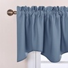 image:imageNICETOWN Blackout Kitchen Valances for Windo 18 Inch Length Rod Pocket  Black Floral Scalloped Decor for Living Room Bathroom Gold Foil Flower Shadow Printed Drapes W42 x L18 1 PanelStone Blue