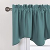 image:imageNICETOWN Blackout Kitchen Valances for Windo 18 Inch Length Rod Pocket  Black Floral Scalloped Decor for Living Room Bathroom Gold Foil Flower Shadow Printed Drapes W42 x L18 1 PanelGreyish Blue