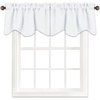 image:imageNICETOWN Blackout Kitchen Valances for Windo 18 Inch Length Rod Pocket  Black Floral Scalloped Decor for Living Room Bathroom Gold Foil Flower Shadow Printed Drapes W42 x L18 1 PanelPure White