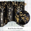 image:imageNICETOWN Blackout Kitchen Valances for Windo 18 Inch Length Rod Pocket  Black Floral Scalloped Decor for Living Room Bathroom Gold Foil Flower Shadow Printed Drapes W42 x L18 1 PanelFloral Print Black