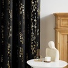 image:imageNICETOWN Blackout Kitchen Valances for Windo 18 Inch Length Rod Pocket  Black Floral Scalloped Decor for Living Room Bathroom Gold Foil Flower Shadow Printed Drapes W42 x L18 1 PanelFloral Print Black