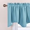 image:imageNICETOWN Blackout Kitchen Valances for Windo 18 Inch Length Rod Pocket  Black Floral Scalloped Decor for Living Room Bathroom Gold Foil Flower Shadow Printed Drapes W42 x L18 1 PanelTeal Blue