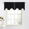 image:imageNICETOWN Blackout Kitchen Valances for Windo 18 Inch Length Rod Pocket  Black Floral Scalloped Decor for Living Room Bathroom Gold Foil Flower Shadow Printed Drapes W42 x L18 1 PanelBlack