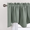 image:imageNICETOWN Blackout Kitchen Valances for Windo 18 Inch Length Rod Pocket  Black Floral Scalloped Decor for Living Room Bathroom Gold Foil Flower Shadow Printed Drapes W42 x L18 1 PanelSage Green