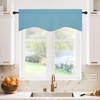 image:imageNICETOWN Blackout Kitchen Valances for Windo 18 Inch Length Rod Pocket  Black Floral Scalloped Decor for Living Room Bathroom Gold Foil Flower Shadow Printed Drapes W42 x L18 1 PanelTeal Blue