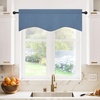 image:imageNICETOWN Blackout Kitchen Valances for Windo 18 Inch Length Rod Pocket  Black Floral Scalloped Decor for Living Room Bathroom Gold Foil Flower Shadow Printed Drapes W42 x L18 1 PanelStone Blue
