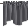 image:imageNICETOWN Blackout Kitchen Valances for Windo 18 Inch Length Rod Pocket  Black Floral Scalloped Decor for Living Room Bathroom Gold Foil Flower Shadow Printed Drapes W42 x L18 1 PanelGrey