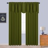 image:imageNICETOWN Blackout Kitchen Valances for Windo 18 Inch Length Rod Pocket  Black Floral Scalloped Decor for Living Room Bathroom Gold Foil Flower Shadow Printed Drapes W42 x L18 1 PanelOlive Green
