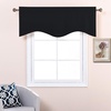 image:imageNICETOWN Blackout Kitchen Valances for Windo 18 Inch Length Rod Pocket  Black Floral Scalloped Decor for Living Room Bathroom Gold Foil Flower Shadow Printed Drapes W42 x L18 1 PanelBlack