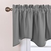 image:imageNICETOWN Blackout Kitchen Valances for Windo 18 Inch Length Rod Pocket  Black Floral Scalloped Decor for Living Room Bathroom Gold Foil Flower Shadow Printed Drapes W42 x L18 1 PanelSilver Grey