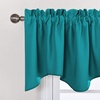 image:imageNICETOWN Blackout Kitchen Valances for Windo 18 Inch Length Rod Pocket  Black Floral Scalloped Decor for Living Room Bathroom Gold Foil Flower Shadow Printed Drapes W42 x L18 1 PanelPeacock Teal