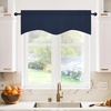 image:imageNICETOWN Blackout Kitchen Valances for Windo 18 Inch Length Rod Pocket  Black Floral Scalloped Decor for Living Room Bathroom Gold Foil Flower Shadow Printed Drapes W42 x L18 1 PanelNavy