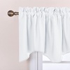image:imageNICETOWN Blackout Kitchen Valances for Windo 18 Inch Length Rod Pocket  Black Floral Scalloped Decor for Living Room Bathroom Gold Foil Flower Shadow Printed Drapes W42 x L18 1 PanelPure White