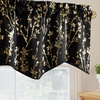 image:imageNICETOWN Blackout Kitchen Valances for Windo 18 Inch Length Rod Pocket  Black Floral Scalloped Decor for Living Room Bathroom Gold Foil Flower Shadow Printed Drapes W42 x L18 1 PanelFloral Print Black