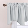 image:imageNICETOWN Blackout Kitchen Valances for Windo 18 Inch Length Rod Pocket  Black Floral Scalloped Decor for Living Room Bathroom Gold Foil Flower Shadow Printed Drapes W42 x L18 1 PanelGreyish White