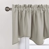 image:imageNICETOWN Blackout Kitchen Valances for Windo 18 Inch Length Rod Pocket  Black Floral Scalloped Decor for Living Room Bathroom Gold Foil Flower Shadow Printed Drapes W42 x L18 1 PanelNatural