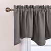 image:imageNICETOWN Blackout Kitchen Valances for Windo 18 Inch Length Rod Pocket  Black Floral Scalloped Decor for Living Room Bathroom Gold Foil Flower Shadow Printed Drapes W42 x L18 1 PanelGrey