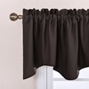 image:imageNICETOWN Blackout Kitchen Valances for Windo 18 Inch Length Rod Pocket  Black Floral Scalloped Decor for Living Room Bathroom Gold Foil Flower Shadow Printed Drapes W42 x L18 1 PanelToffee Brown