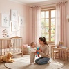 image:imageNICETOWN Gingham Light Pink Curtains for Girls Room 84 Long with Adjustable Top Ties Classic Buffalo Check Linen Textured Drapes Sweet Pink amp White Plaid French Country Decor 52 Wide 2 PanelsLight Filtering  Gingham  Light Pink