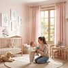 image:imageNICETOWN Gingham Light Pink Curtains for Girls Room 84 Long with Adjustable Top Ties Classic Buffalo Check Linen Textured Drapes Sweet Pink amp White Plaid French Country Decor 52 Wide 2 PanelsLight Filtering  Stripe  Muted Pink