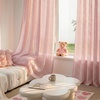 image:imageNICETOWN Gingham Light Pink Curtains for Girls Room 84 Long with Adjustable Top Ties Classic Buffalo Check Linen Textured Drapes Sweet Pink amp White Plaid French Country Decor 52 Wide 2 PanelsLight Filtering  Gingham  Dusty Rose Pink