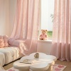 image:imageNICETOWN Gingham Light Pink Curtains for Girls Room 84 Long with Adjustable Top Ties Classic Buffalo Check Linen Textured Drapes Sweet Pink amp White Plaid French Country Decor 52 Wide 2 PanelsLight Filtering  Stripe  Muted Pink