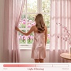 image:imageNICETOWN Gingham Light Pink Curtains for Girls Room 84 Long with Adjustable Top Ties Classic Buffalo Check Linen Textured Drapes Sweet Pink amp White Plaid French Country Decor 52 Wide 2 PanelsLight Filtering  Gingham  Dusty Rose Pink