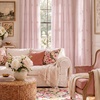 image:imageNICETOWN Gingham Light Pink Curtains for Girls Room 84 Long with Adjustable Top Ties Classic Buffalo Check Linen Textured Drapes Sweet Pink amp White Plaid French Country Decor 52 Wide 2 PanelsBlackout  Sheer  Bow Embroidery  Blush Pink